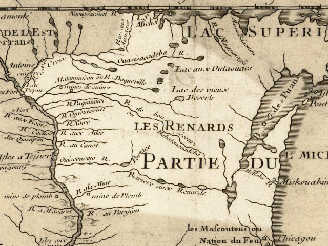 Map of Wisconsin circa 1718.